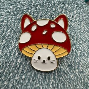 Mushroom Cat Enamel Pin